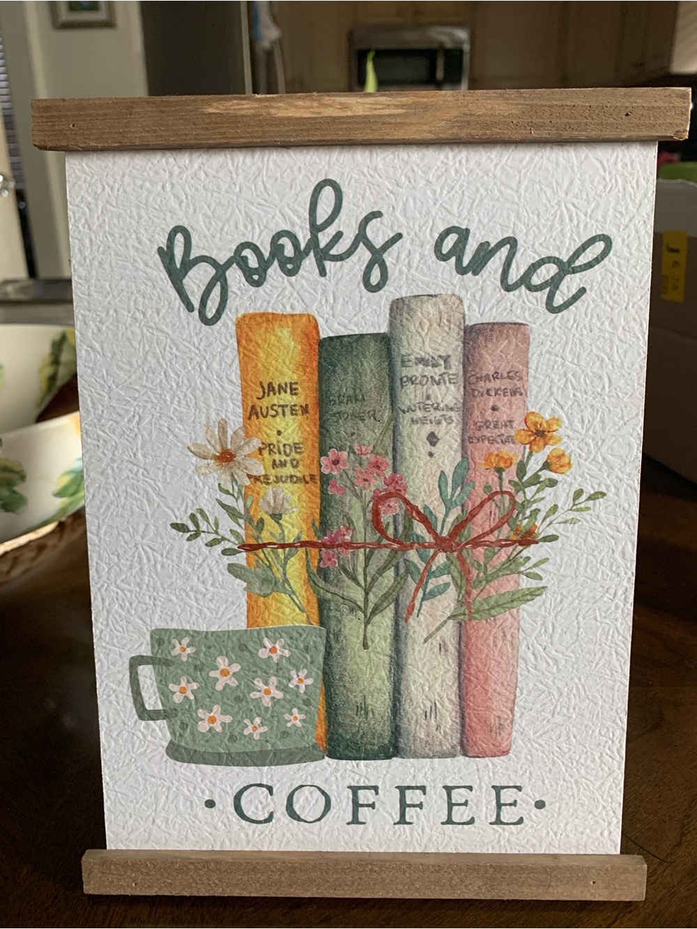 Books & Coffee Table Top Print, Bookshelf, Library,  Desk Art Austen, Bronte